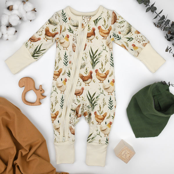 Organic Cotton Baby Pajamas 2-Way Zip Front Zipper Sleeper, Chicory Organic Earthy Clothing